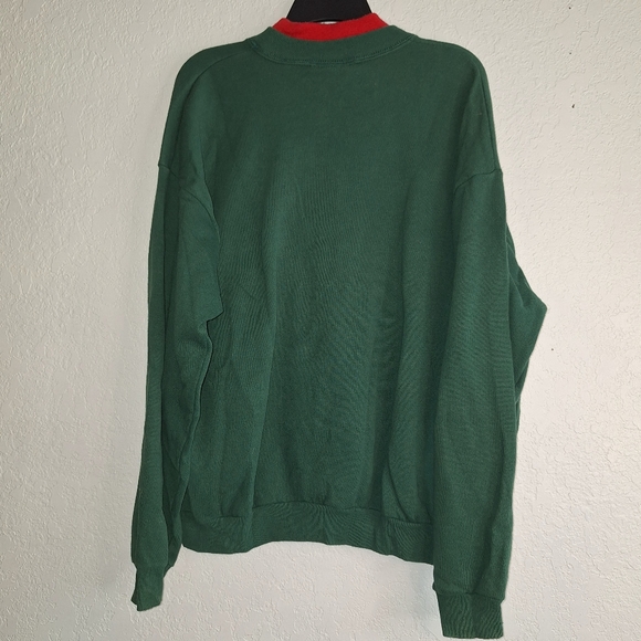 VINTAGE Oarsman 913 Women Sweatshirt XL Green Graphic Dog & Cat Embroidered - Picture 2 of 10